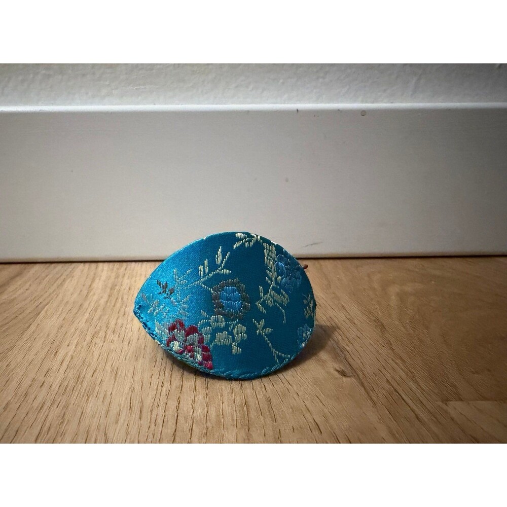Chinese Brocade Floral Coin Purse Teal